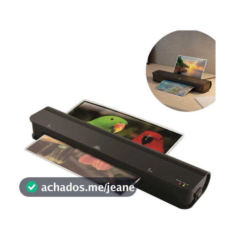 Plastificadora A4 300W 220v Preta Para Documentos Fotos Certificados Escritório Escola Casa