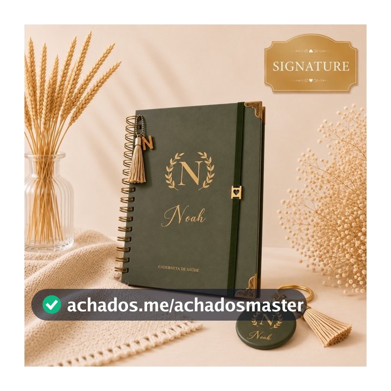 Caderneta de Vacinação e Saúde Personalizada com Nome do Bebê Linha Signature