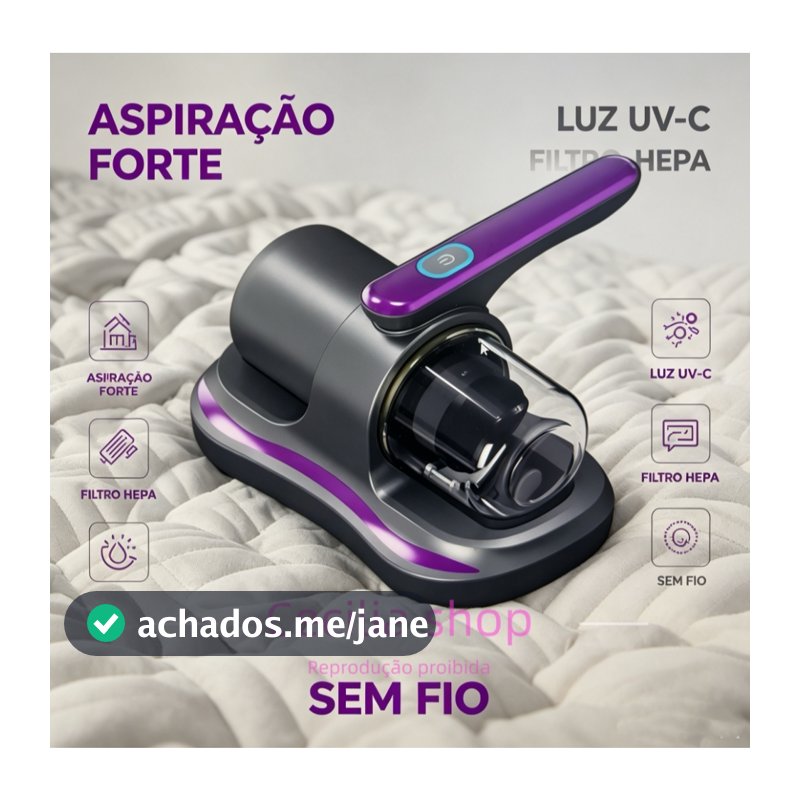 Aspirador de Pó Portátil Sem Fio Escova Removedor de Ácaro Recarregável USB
