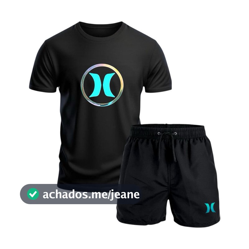 conjunto masculino camiseta 100% algodão premium fio 30.1 + bermuda short tectel praia