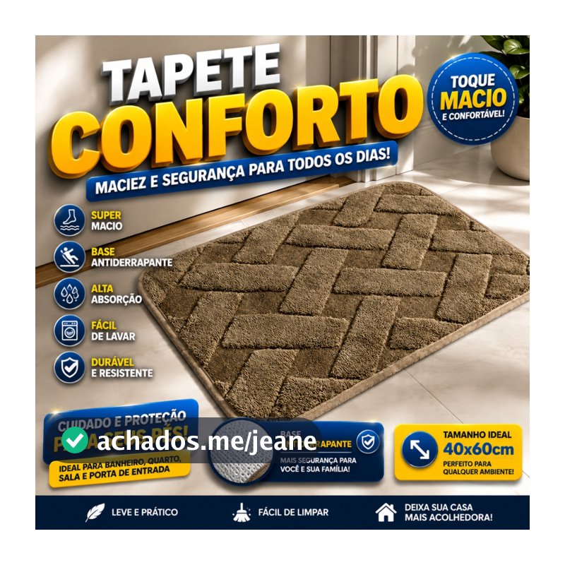 Tapete Entrada Casa Felpudo Bem-Vindo100% Poliester 38x58 Antiderrapante