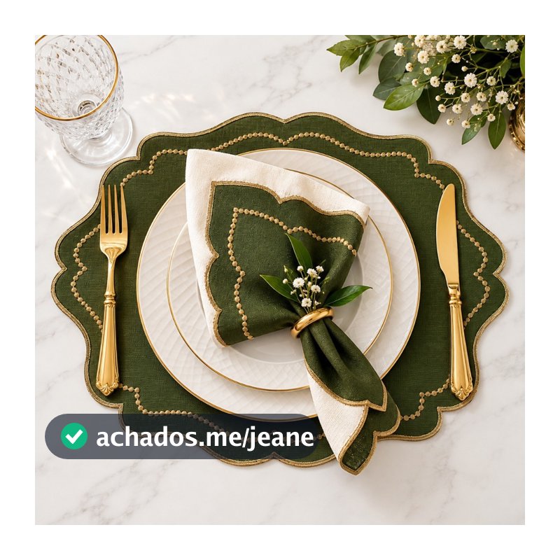 Kit Jogos Americanos + Guardanapos com Bordado Mesa Posta - Natal Decoração