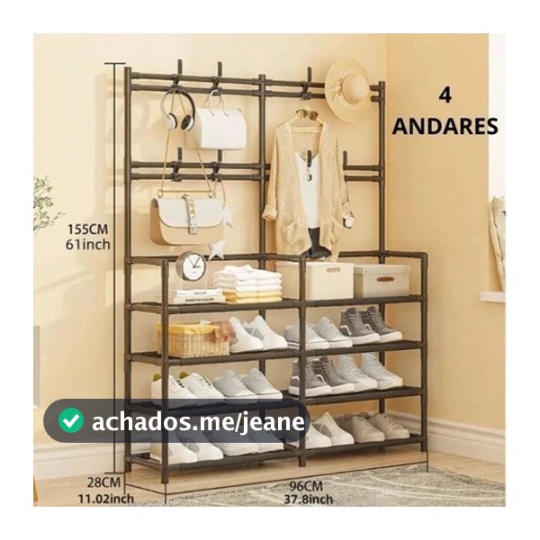 Organizadora Sapateira Duplo Cabideiro Arara Suporte Multiuso Para Sapato Tenis Roupa Closet Quarto Armários