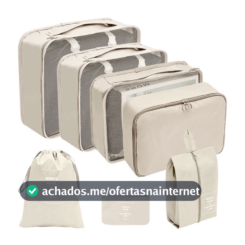 Kit 7 Pecas Bolsa Organizadoras Para Mala Roupas Bagagem Viagem