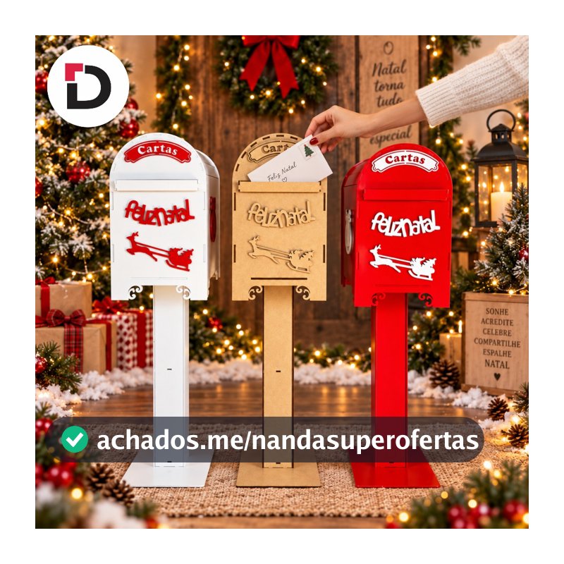 Porta Cartas Mdf Pedestal Natal Decoração Natalina Cartinhas Papai Noel