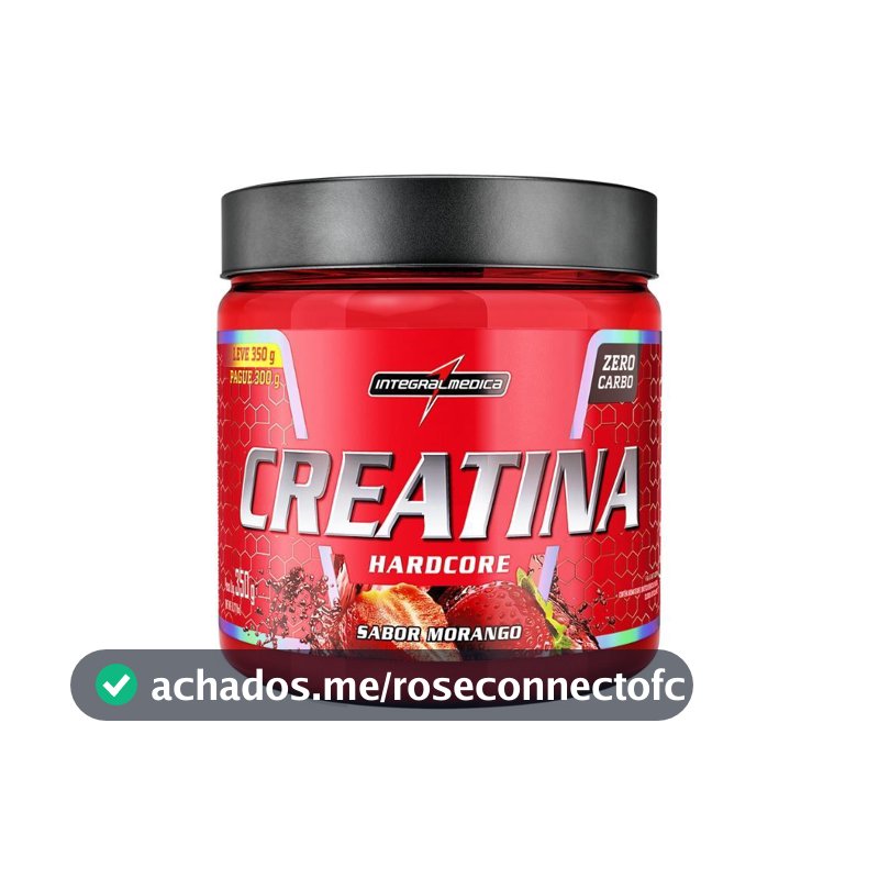 Integralmedica Creatina Hardcore 350 g Morango — Creatina Monohidratada, Zero Açúcar, Sem Glúten
