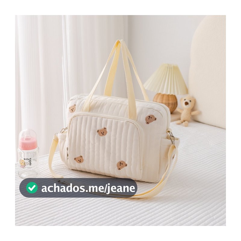 Mochila de Pelúcia Bege Chic: Bolsa Compacta Portátil para Bebê, Bolsa-Tiracolo Maternidade