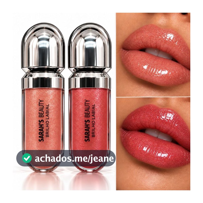Kit Com 2 Gloss Sarahs Beauty Lip 3D Brilho Intenso Cores Variadas Design Elegante Sofisticado