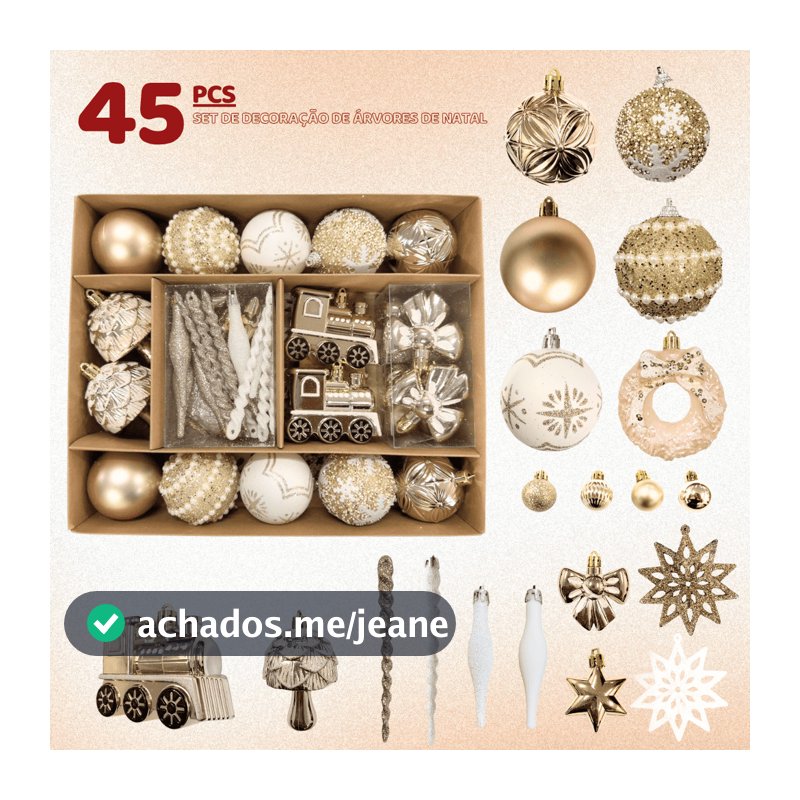 Kit 45 Bolas de Enfeites de Natal Bolinhas Pendentes Decoração Natalina Árvore