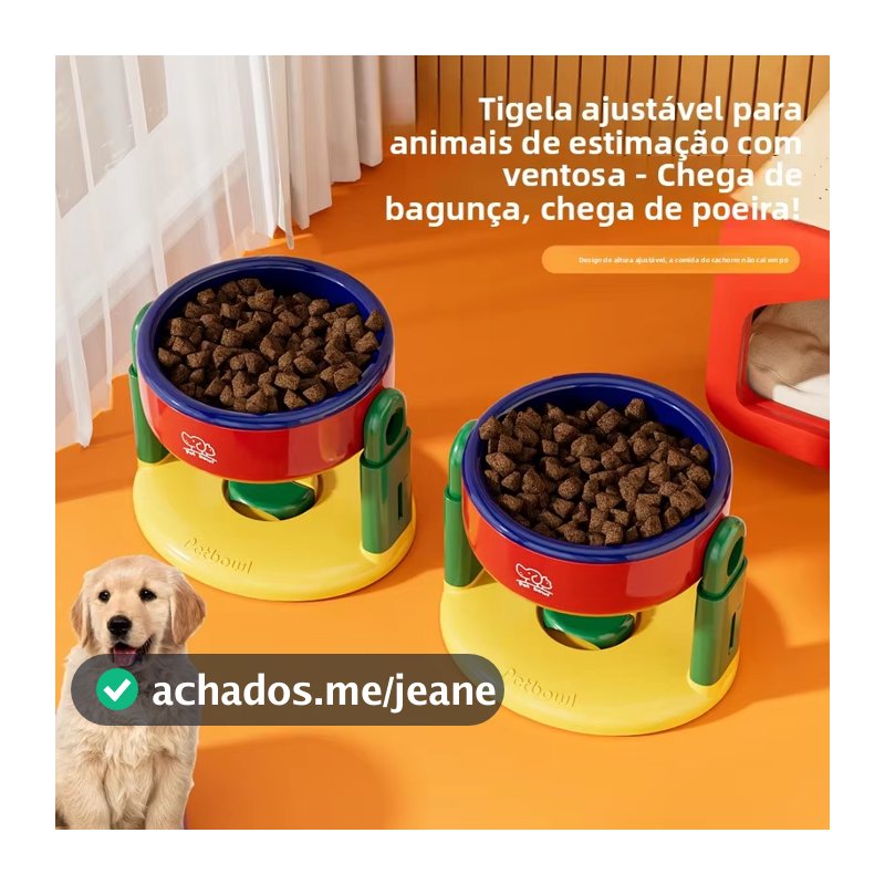 Pote Comedouro Cachorro Gato Tijela Com Ventosa e Regulagem de Altura