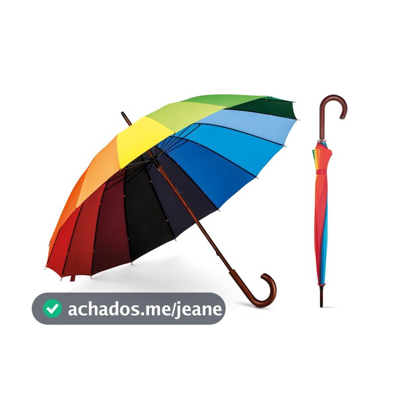 Guarda Chuva Grande Cabo De Madeira- Arco Iris