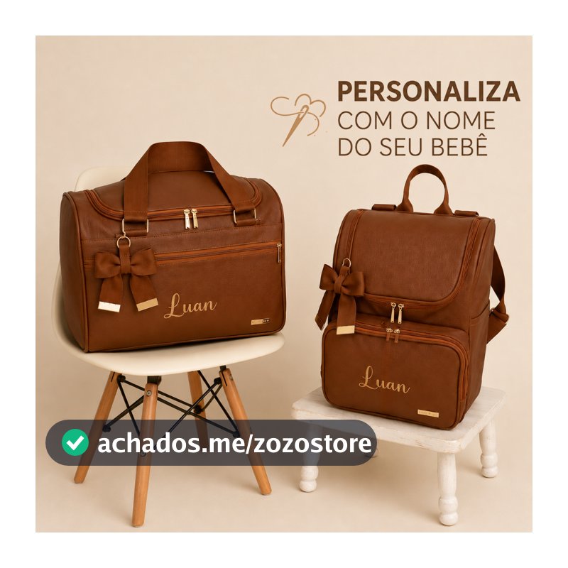 Kit Bolsas Maternidade Mala G e Mochila Personalizada Com Nome Material Impermeável e Térmica