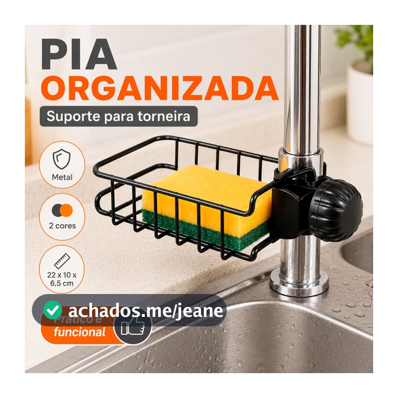 Suporte Para Torneira Porta Esponja Bucha Organizador De Pia Metal