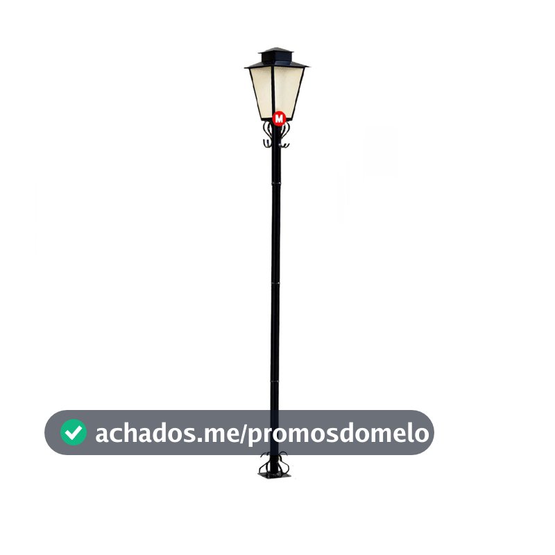 Luminaria Poste Jardim Colonial Quadrado P3 Preto 2,31 M