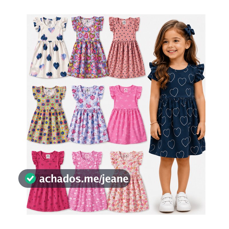 Kit Vestido Infantil Menina com até 6 Peças – Tamanhos 1 a 10 Anos - Vestido Infantil com e sem Manguinha (Sortido)