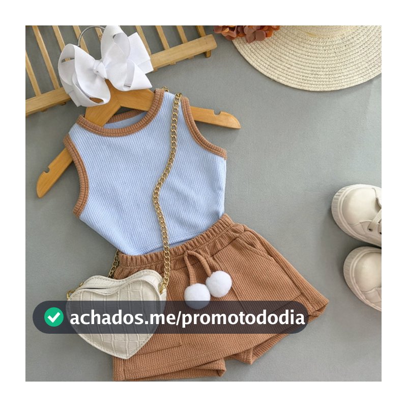 Conjunto Infantil Menina Regata Ribana e Short Saia Ana ruga Confortável e Estiloso