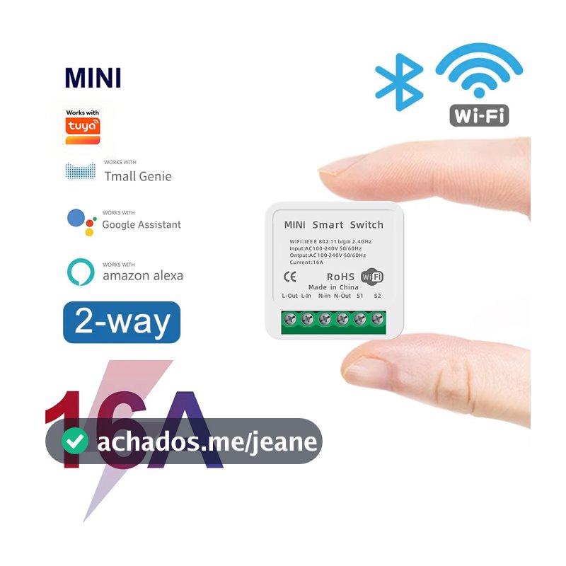 Axus Para Tuya Smart Life 16A WiFi Mini Interruptor Inteligente Módulo De Relé De Automação Residencial Tomada De Contro