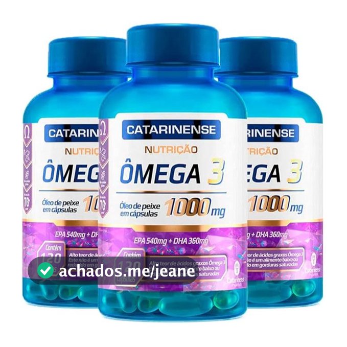 3X Ômega 3 Óleo de Peixe Nutrição em cápsulas Com 1000mg Catarinense 120 Cápsulas
