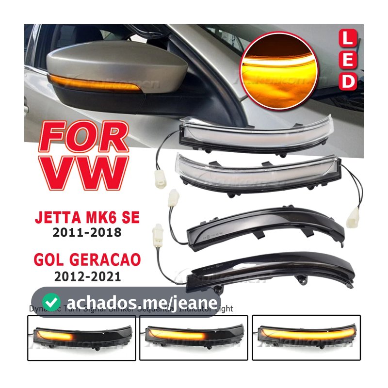 Adequado para Volkswagen Jetta Mk6 Voyage Saveiro G6 G7 Gol Geracao 6/7/8 UP Spacefox LED Luz de sinalização dinâmica Espelho retrovisor Indicador Serial
