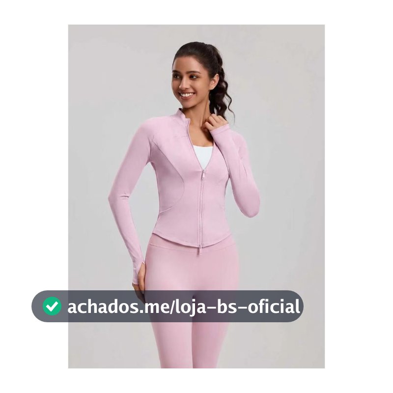 Jaqueta Fitness Feminina com Zíper e Bolsa Manga Longa | Casaco Esportivo para Academia e Yoga