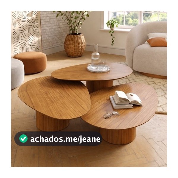 Trio de Mesas de Centro Orgânicas – Louro Freijó