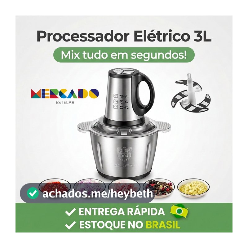 3L Picador De Alimentos Moedor De Carne Mixer Elétrica Processador Cozinha Casa Alho - 110v-220v