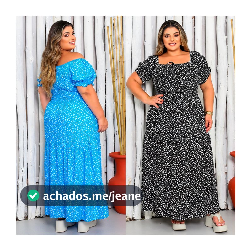 Vestido Feminino Plus Size Longo com Estampa Floral