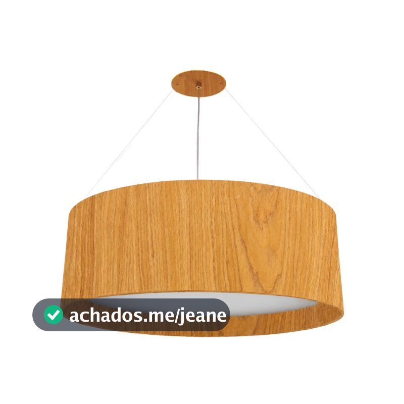 Lustre Pendente Madeira Redondo 50cm E27 Luminária Moderno Sala Quarto Cozinha Escritório Hall