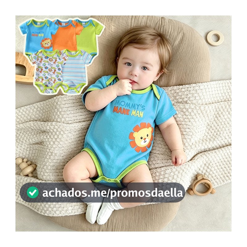 Bodysuits Kit 5 Peças Body Manga Curta Bebê 100% algodão Série Minimalista Uso Diário Jumpsuits
