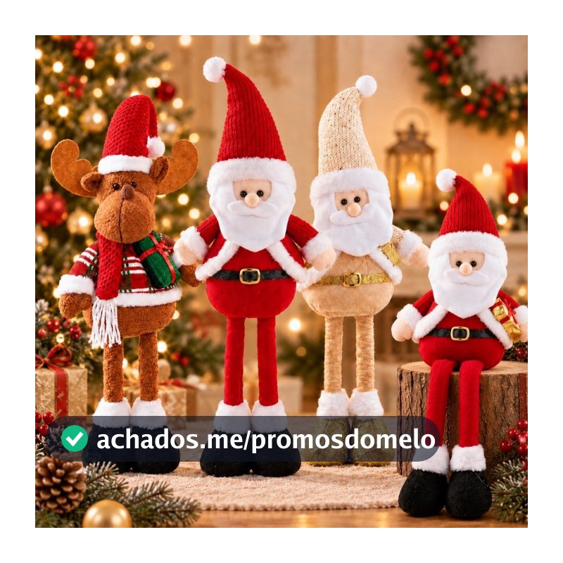 Papai noel Retrátil Boneco Decorativo Natal Rena Pernas Flexíveis Expansível Decoração Natalina
