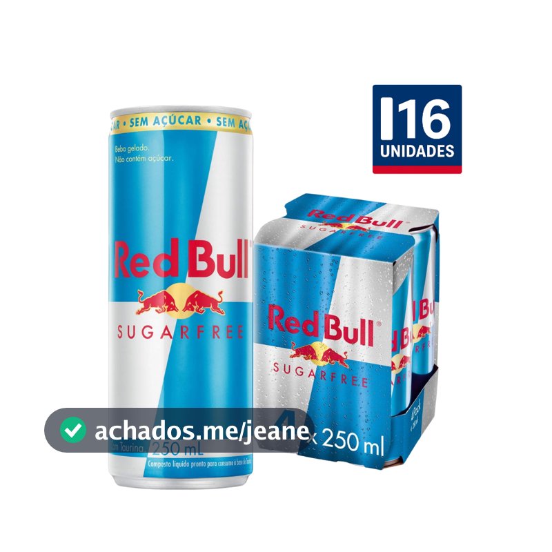 Kit com 16 Energético Red Bull Sugar Free 250ml