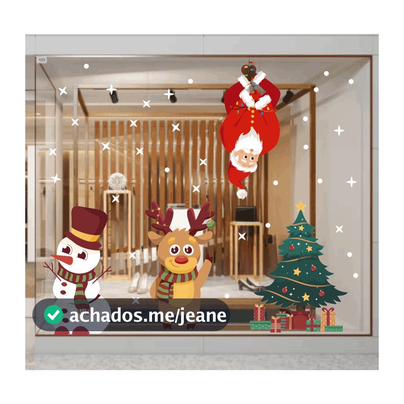 KIT Adesivo Vinil Decorativo VITRINE PAPAI NOEL