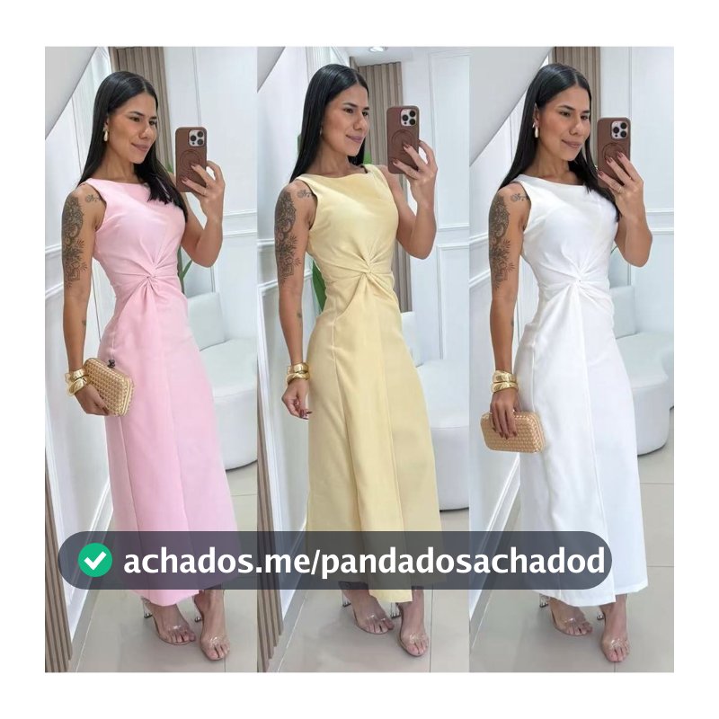 YAN FASHION Vestido Longo De Alfaiataria Com Nó Frontal Elegante E Sofisticado