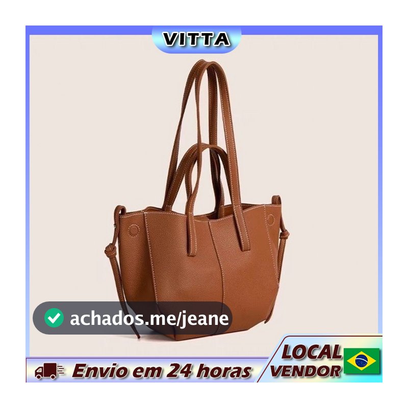 VITTA Sacola de grande capacidade Bolsa de couro macio Bolsa feminina Bolsa de ombro portátil de nicho