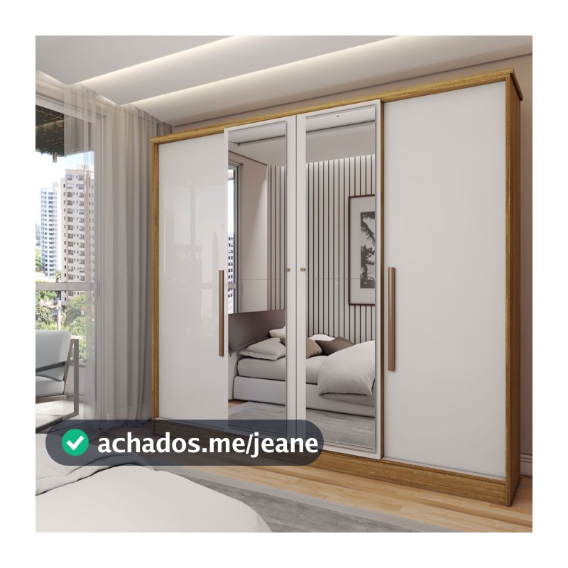 Guarda-Roupa Casal Adam Plus 4 Portas 2 Gavetas com Espelho - Panorama Móveis