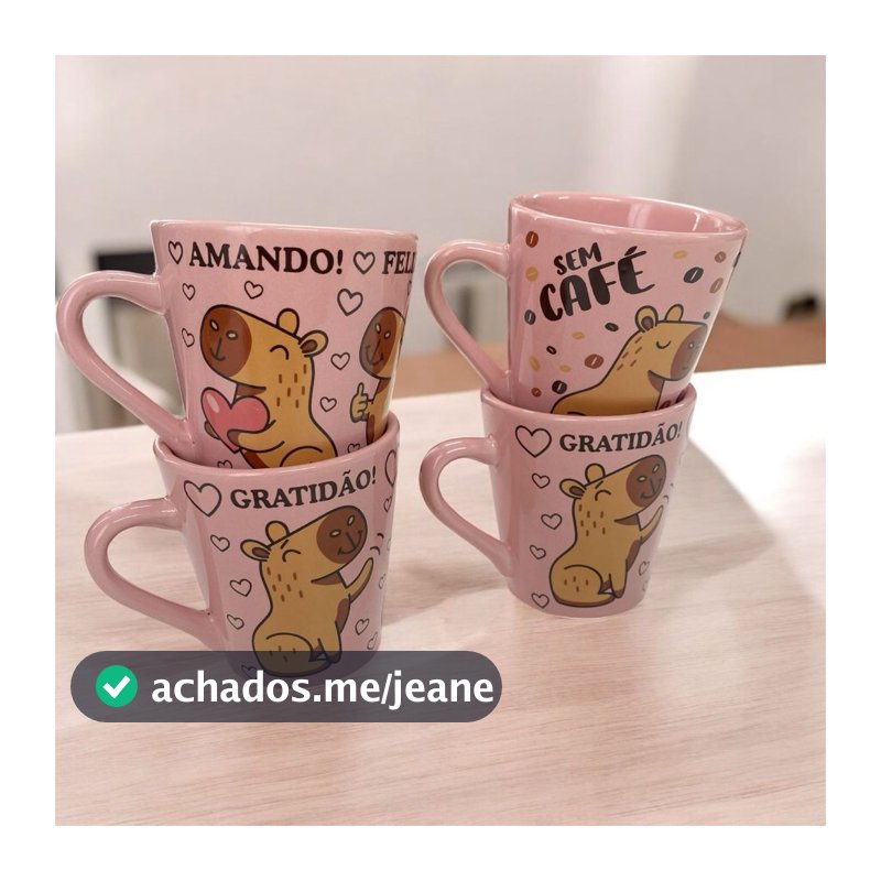 Kit 4 Xícara/Caneca 120ml Café Capivara Chá Presente Divertido