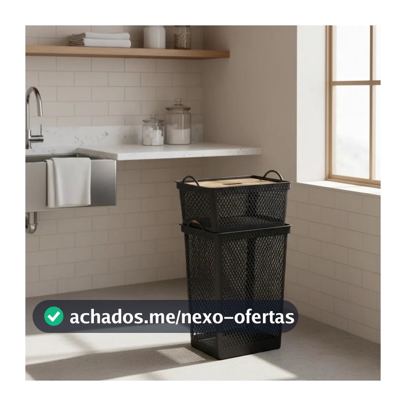 Kit 1 Cesto De Roupa 49l Com Tampa E 1 Cesto Organizador 20l