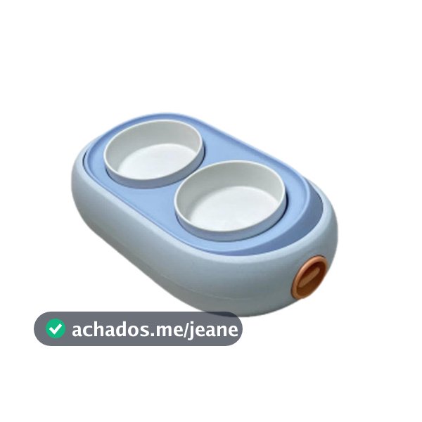 Comedouro Duplo Cerâmica Regulável - Azul