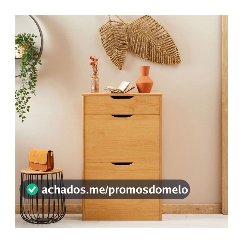 Sapateira Basculante Rustico Moderno 12 pares 3 Gav de Madeira