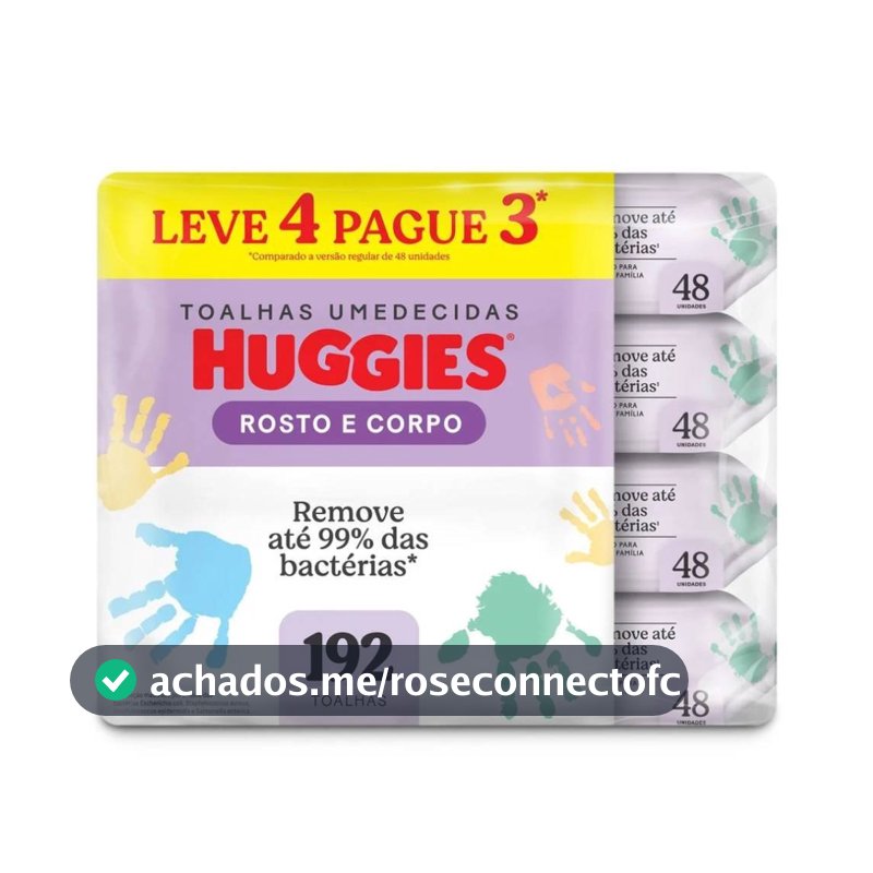 Lenços Umedecidos Huggies Rosto E Corpo Limpeza Leve 4 Pague 3 - 192 Unidades