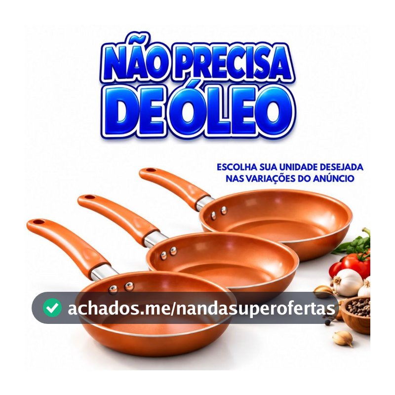 Frigideira Antiaderente Cozinha Cor Cobre - Frigideira Cerâmica Não Vai Óleo Utencilios de Cozinha