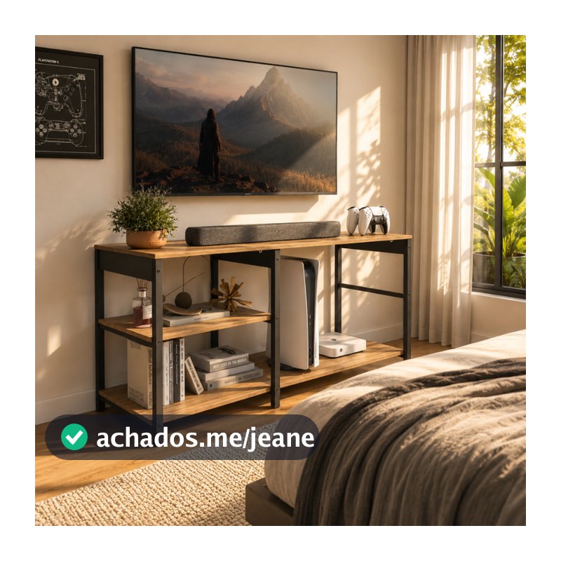 Rack Multiuso Moderno 110cm Com Nichos E Prateleiras Organizador Para Sala Quarto E Home Office