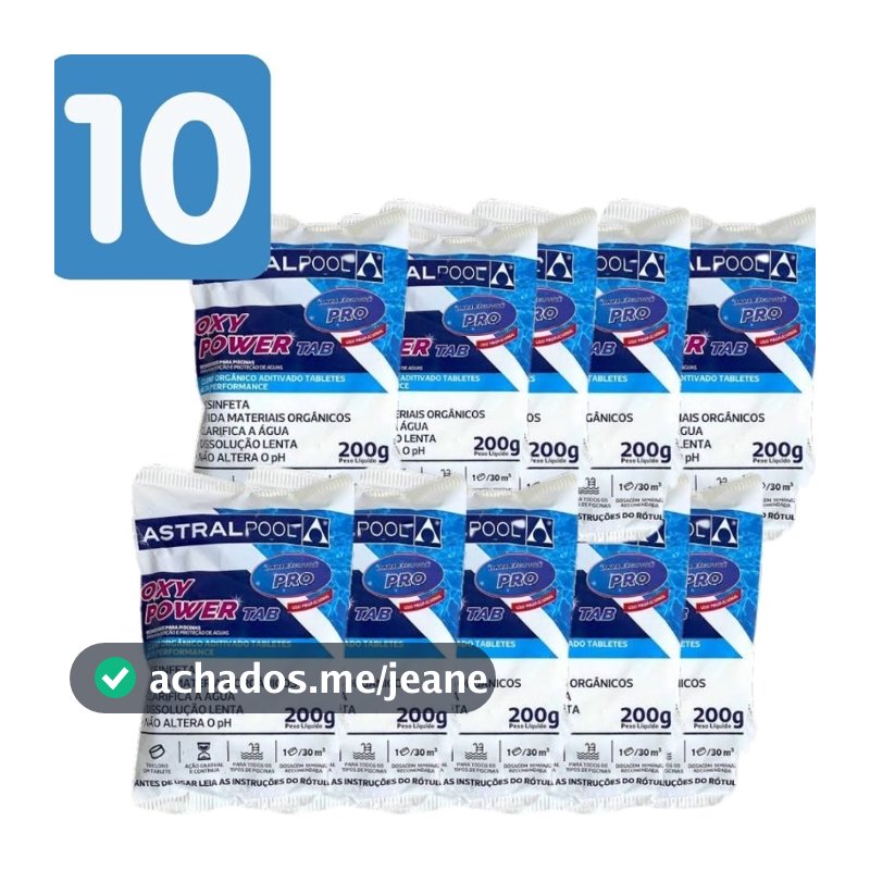 Kit 10 Pastilhas De Cloro Tablete Pedra de Cloro Oxy Power Astralpool 200g Tricloro Estabilizado 5 Em 1