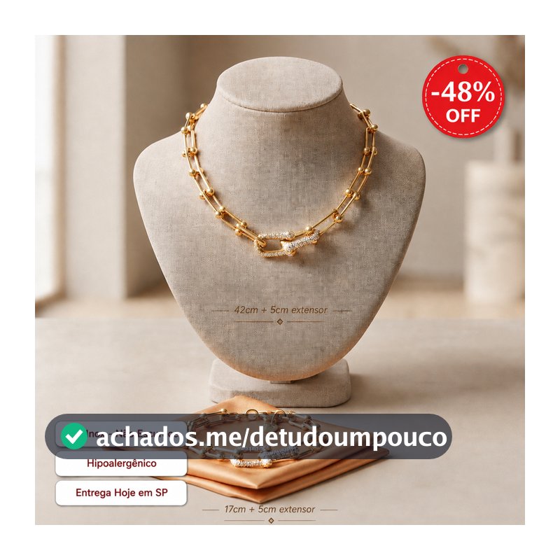 Pulseira / Colar Feminina Corrente Elo em Aço Inoxidável – Moderna e Resistente
