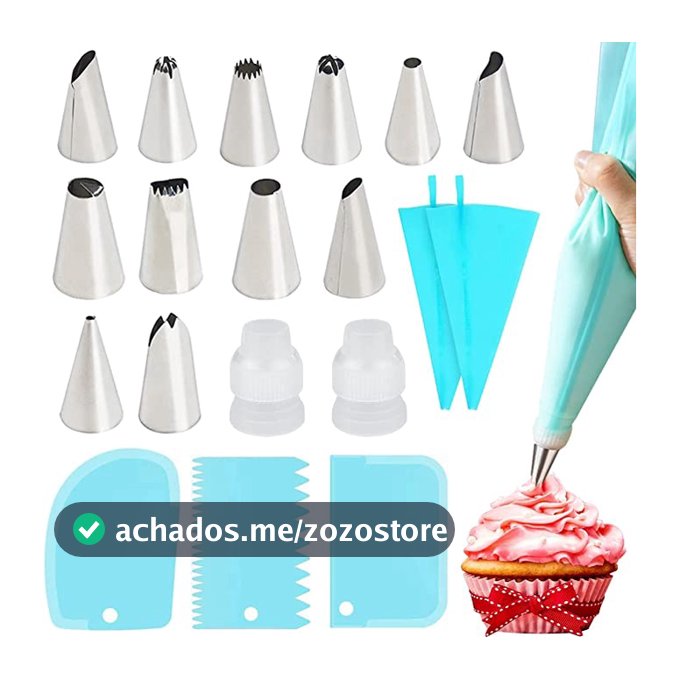 24 Pçs Conjunto De Saco De Confeiteir+ 3 Pçs Espátula Decorativa