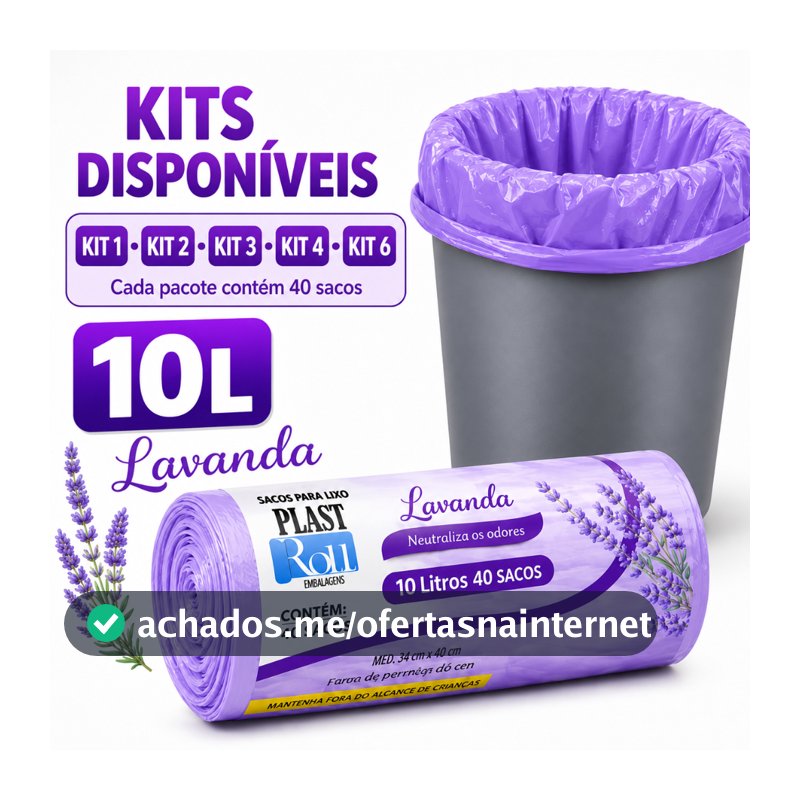Saco de Lixo Lavanda 10L Perfumado Anti Odor Banheiro Pia