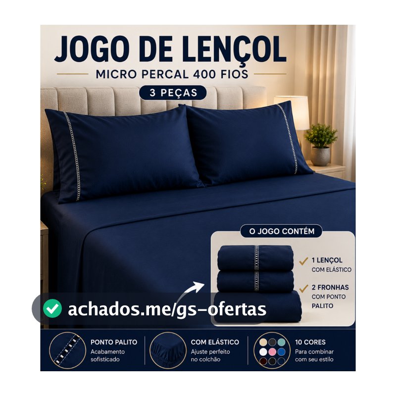 Lençol 400 Fios + 2 Fronhas Toque de Hotel Percal |Solteiro|Casal|Queen|king