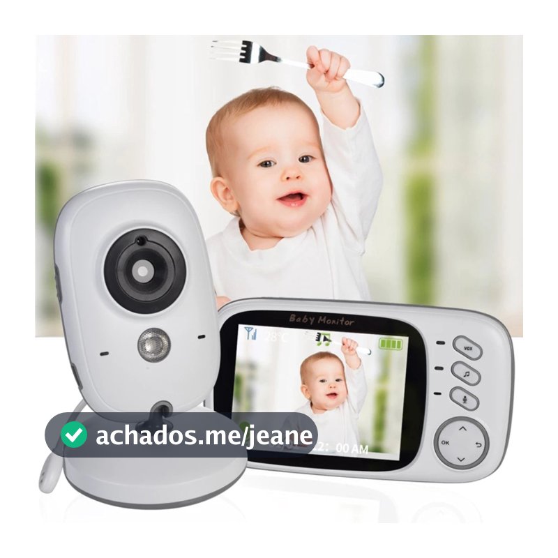 Baba Eletrônica Com Monitor Visão Noturna, Câmera c/ Audio Sensor de Temperatura