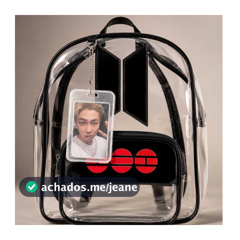 Mochila Transparente BTS com Porta PhotoCard Aleatorio PVC Impermeável para Show, Estádio e Eventos