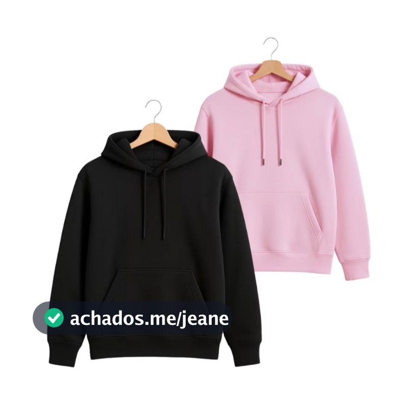 Kit 2 Moletom Canguru Com Capuz e Bolso Sem Estampa Liso Confortável Inverno Blusa Flanelado Unissex